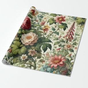Seamless Botanical Floral Pattern Wrapping Paper