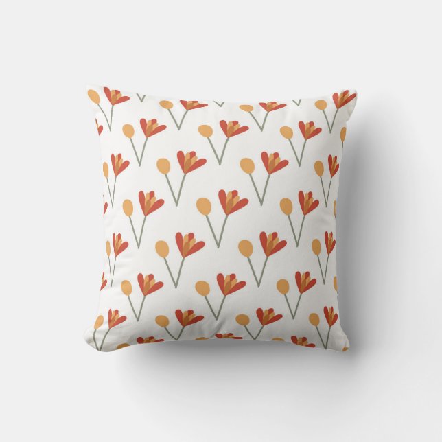 seamless botanical pattern with bright flowers on  cushion (Front)