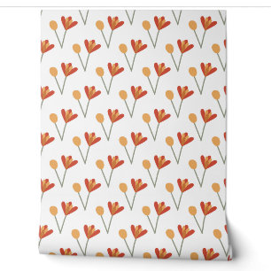 seamless botanical pattern with bright flowers on wallpaper