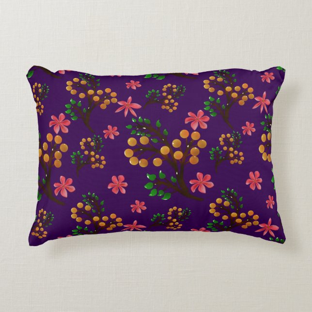 Seamless botanical pattern with cute fruit branch  decorative cushion (Front)
