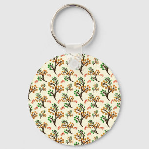 Seamless botanical pattern with cute fruit branch key ring