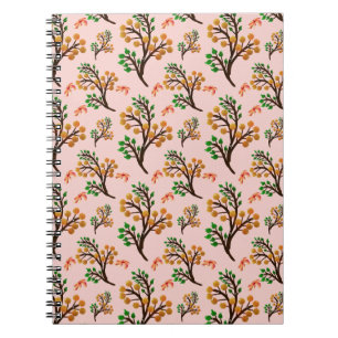Seamless botanical pattern with cute fruit branch notebook