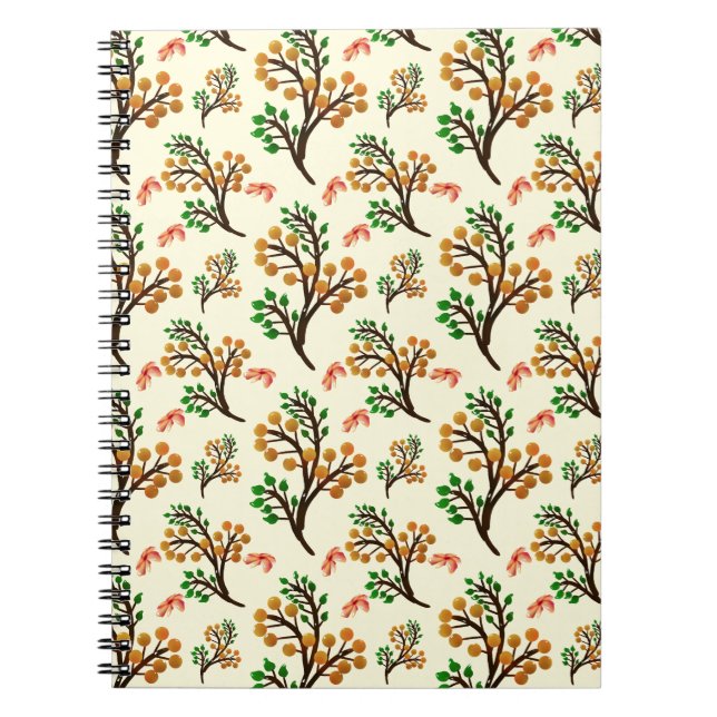 Seamless botanical pattern with cute fruit branch  notebook (Front)