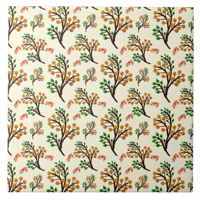 Seamless botanical pattern with cute fruit branch  tile (Front)