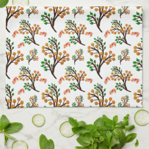 Seamless Botanical Pattern with Flowers   Cute Nat Tea Towel