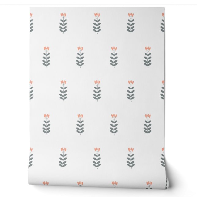 seamless botanical pattern with flowers in flat mi wallpaper (Unrolling)