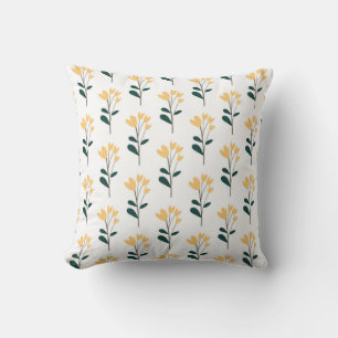 seamless botanical pattern with flowers in yellow cushion