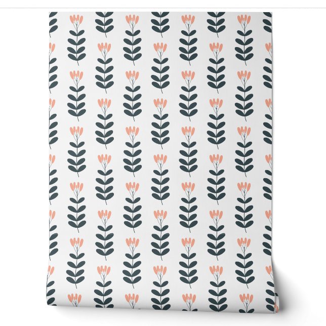 seamless botanical pattern with flowers on white b wallpaper (Unrolling)