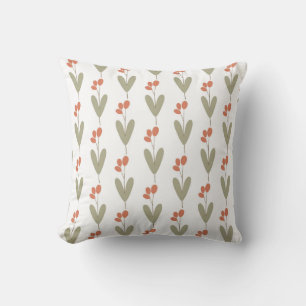 seamless botanical pattern with plants on white ba cushion