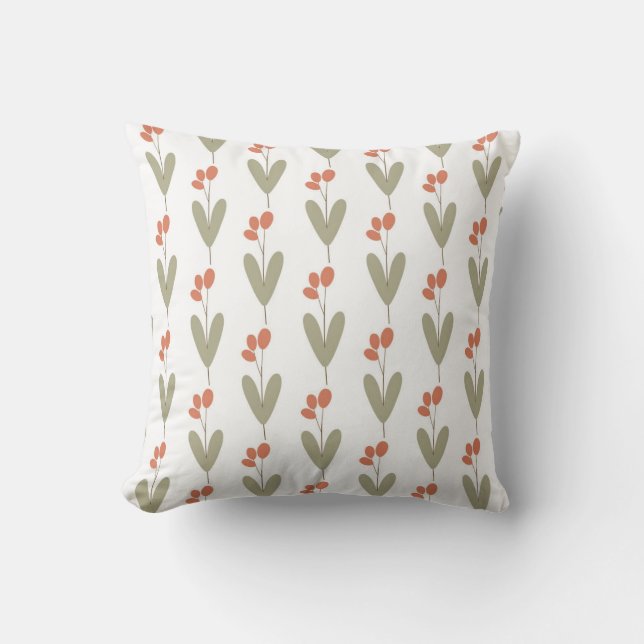 seamless botanical pattern with plants on white ba cushion (Front)