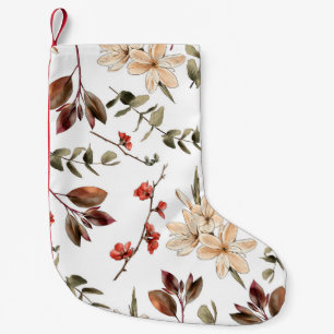 Seamless botanical pattern with white backgroundpa small christmas stocking