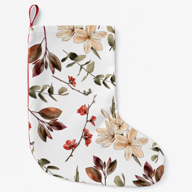 Seamless botanical pattern with white backgroundpa small christmas stocking (Front)