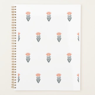 seamless botanical simple pattern with flowers in planner
