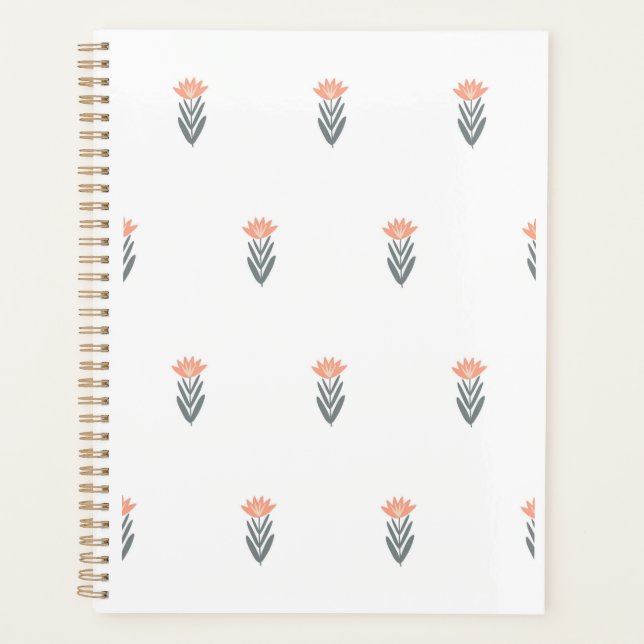 seamless botanical simple pattern with flowers in  planner (Front)