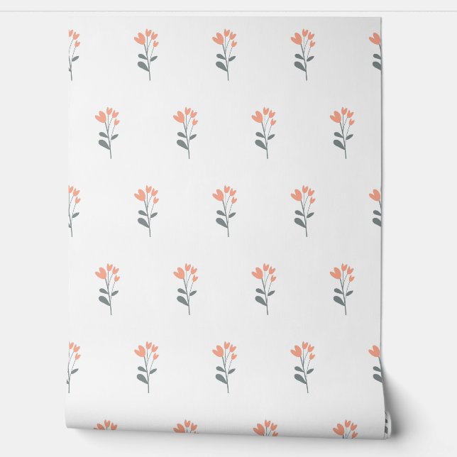 seamless botanical simple pattern with flowers in  wallpaper (Unrolling)
