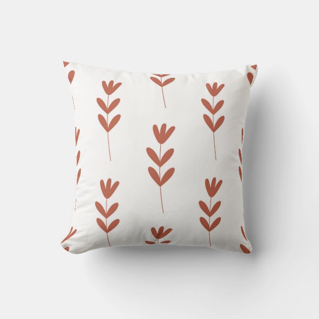 seamless botanical  simple pattern  with orange fl cushion (Front)