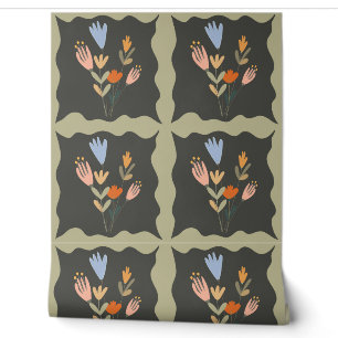 Seamless botanical vector pattern with flower bouq wallpaper