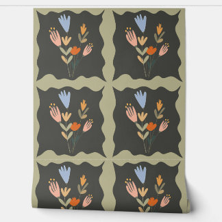 Seamless botanical vector pattern with flower bouq wallpaper