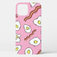 Seamless breakfast pattern with fried eggs and bac