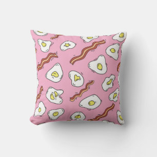 Seamless breakfast pattern with fried eggs and bac cushion