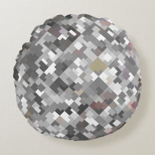 Seamless bright abstract mosaic grey background pa round cushion