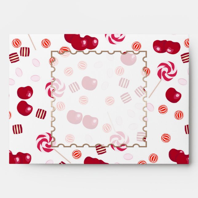 Seamless bright Cherry berry candy lollipops sweet Envelope (Front)
