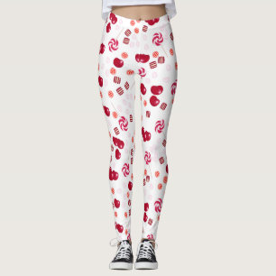 Seamless bright Cherry berry candy lollipops sweet Leggings