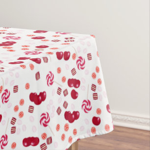 Seamless bright Cherry berry candy lollipops sweet Tablecloth