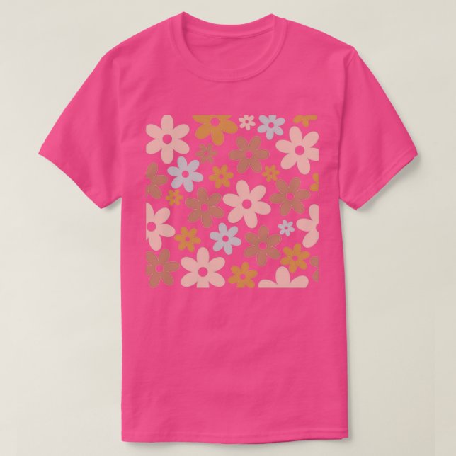Seamless Bright Floral Pattern Garden Flowers T-Shirt (Design Front)