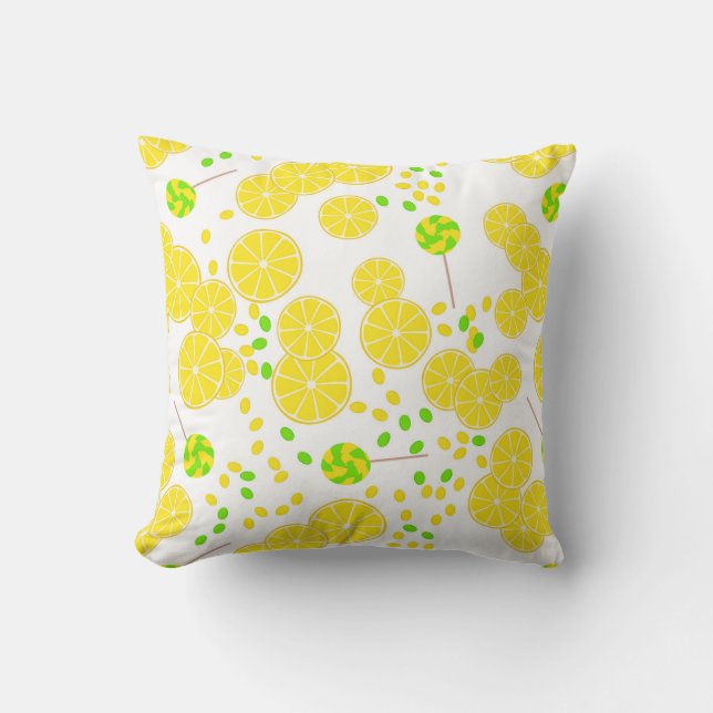 Seamless bright lemon slices candy lollipops sweet cushion (Front)