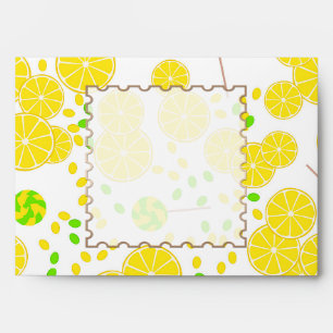 Seamless bright lemon slices candy lollipops sweet envelope