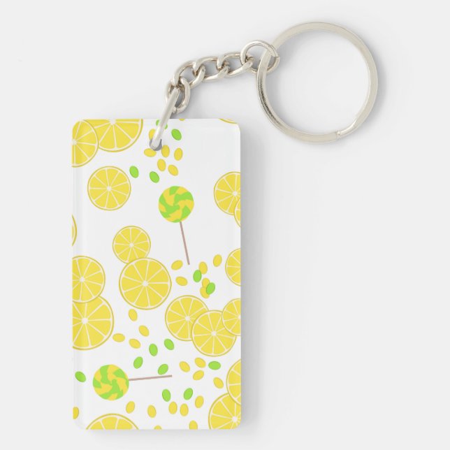 Seamless bright lemon slices candy lollipops sweet key ring (Back)