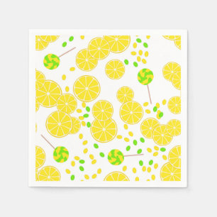 Seamless bright lemon slices candy lollipops sweet napkin
