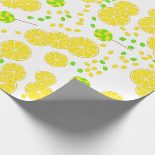 Seamless bright lemon slices candy lollipops sweet wrapping paper