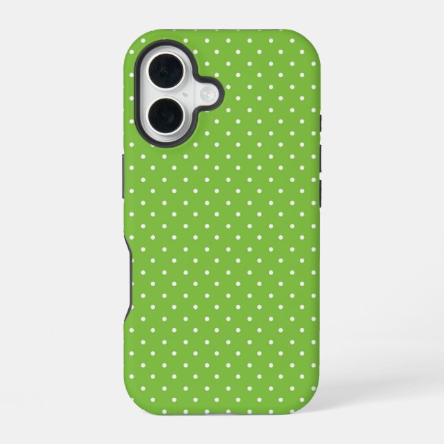 Seamless  bright lime polka dot pattern  iPhone 16 case (Back)