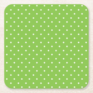 Seamless bright lime polka dot pattern square paper coaster