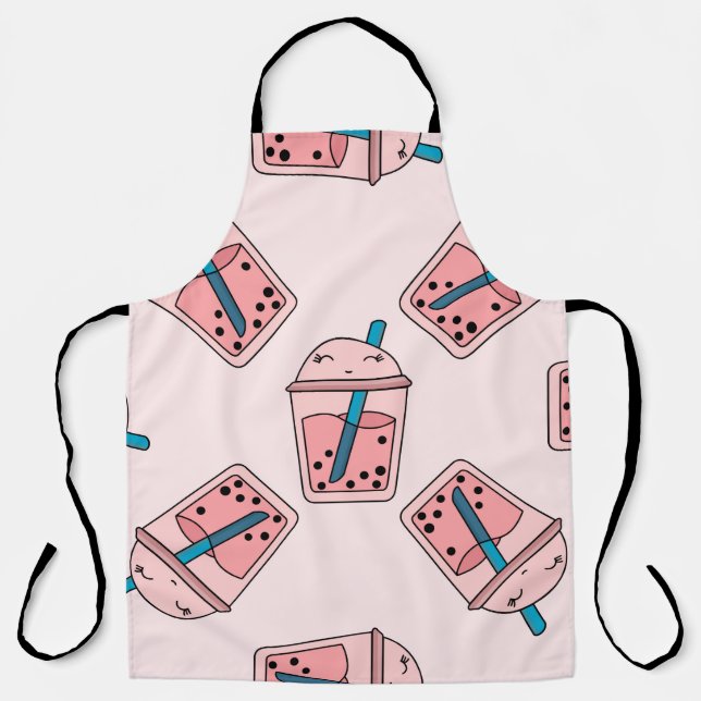 Seamless bright pattern bubble tea fruit summer dr apron (Front)