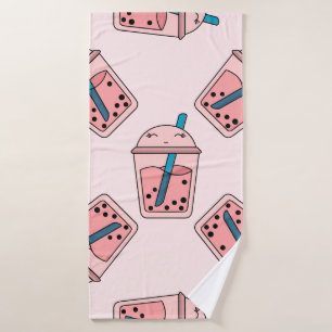 Seamless bright pattern bubble tea fruit summer dr bath towel