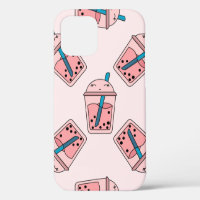 Seamless bright pattern bubble tea fruit summer dr