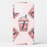 Seamless bright pattern bubble tea fruit summer dr