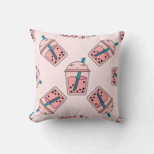 Seamless bright pattern bubble tea fruit summer dr cushion
