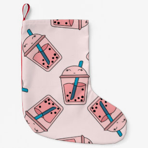 Seamless bright pattern bubble tea fruit summer dr small christmas stocking