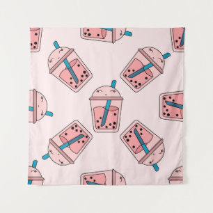 Seamless bright pattern bubble tea fruit summer dr tapestry