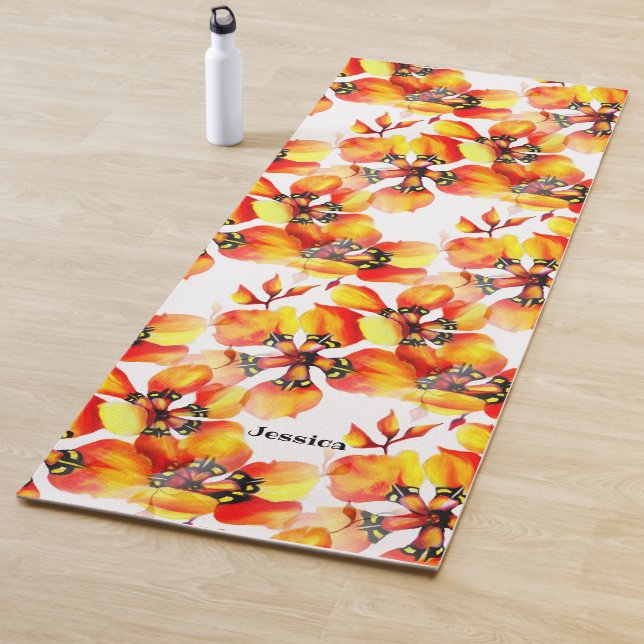 Seamless Bright Pattern of Exotic Jungle Fauna Yoga Mat (In Situ)