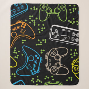 Seamless bright pattern with joysticks. gaming coo sherpa blanket