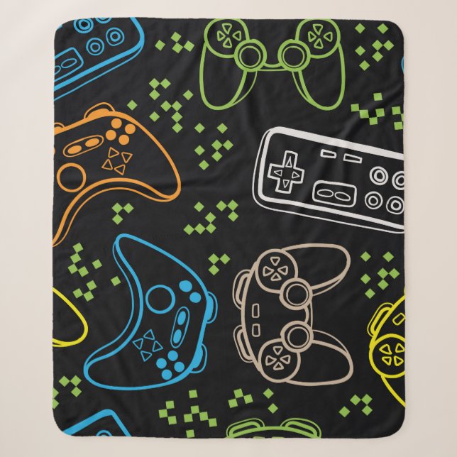 Seamless bright pattern with joysticks. gaming coo sherpa blanket (Front)