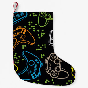 Seamless bright pattern with joysticks. gaming coo small christmas stocking