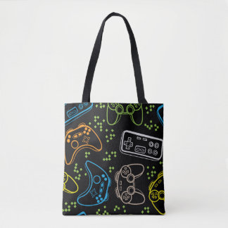 Seamless bright pattern with joysticks. gaming coo tote bag
