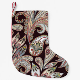 Seamless bright pattern with ornate paisley small christmas stocking