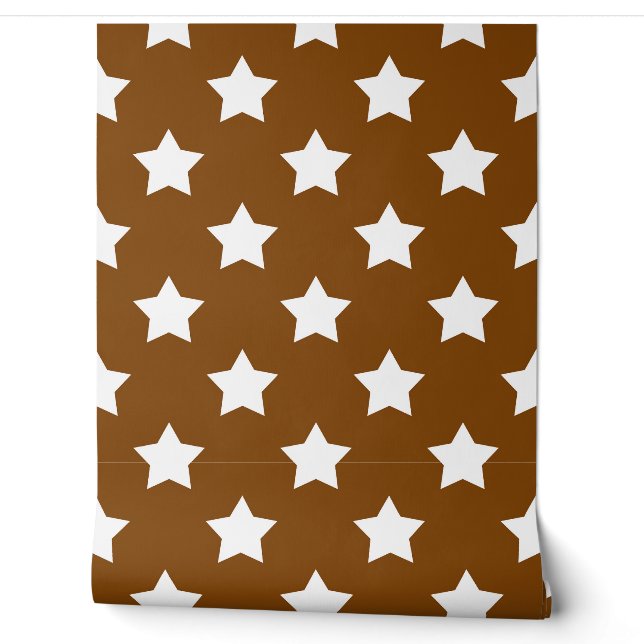 Seamless Brown White Stars Background Wallpaper (Unrolling)